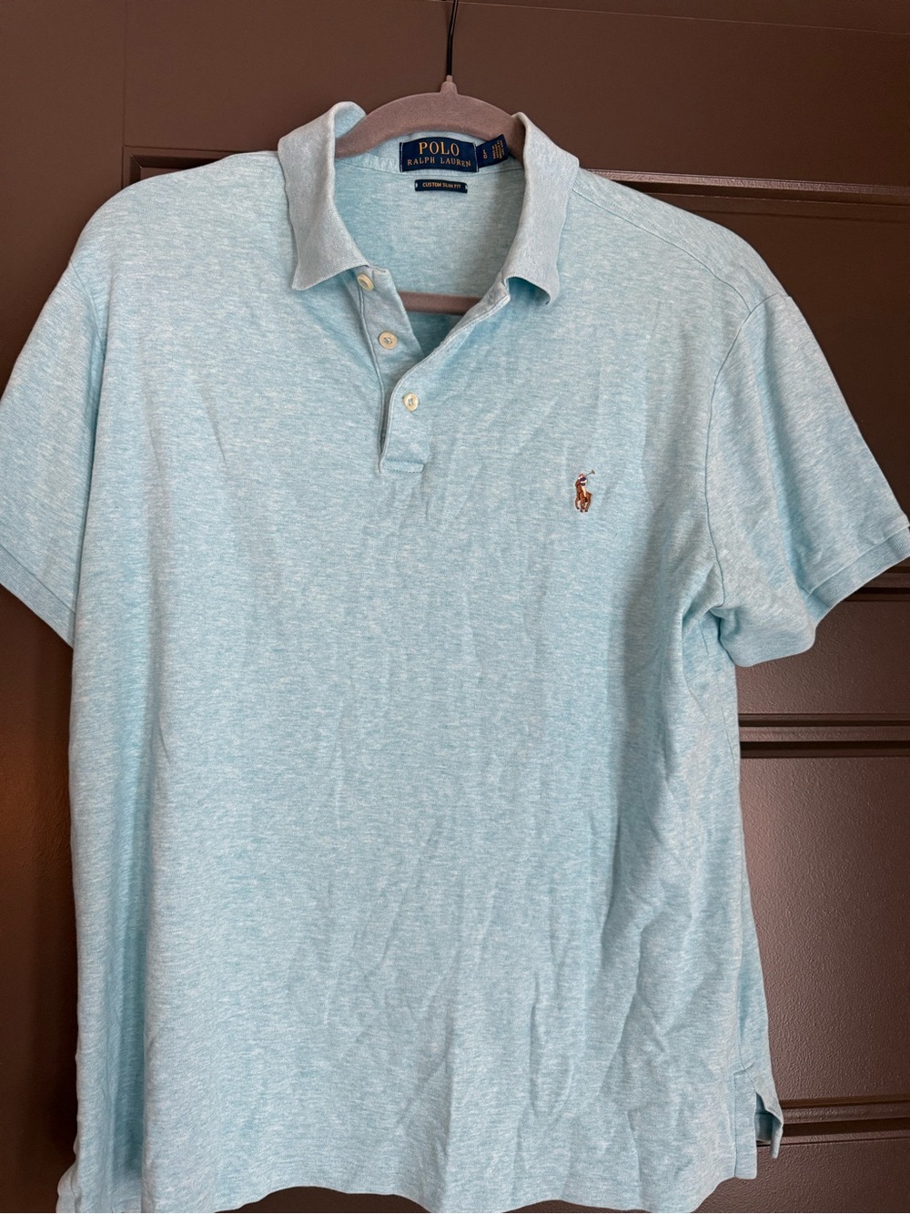 Polo by Ralph Lauren Heathered Light Blue Short Sleeve Polo